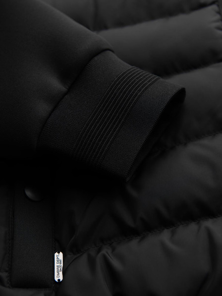 Ombre Clothing Geacă bomber matlasată cu glugă și mâneci tricotate - neagră V1 OM-JALP-0298 Ombre Clothing