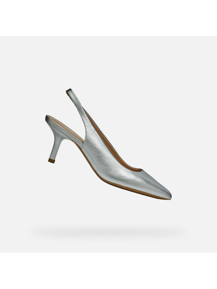 Geox Pantofi cu toc argintii pentru femei Geox Kleopy