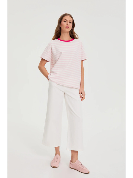 Moodo Bluză oversize cu dungi roz Moodo