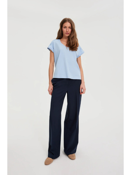 Moodo Bluză cu dantelă pe mâneci albastru deschis Moodo