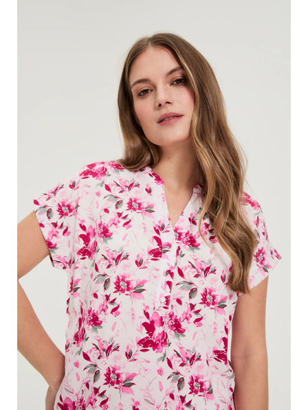 Moodo Cămașă cu flori fucsia Moodo