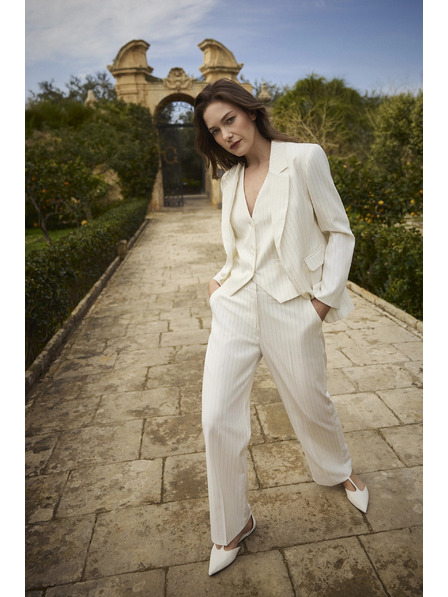 Moodo Sacou alb cu dungi Moodo