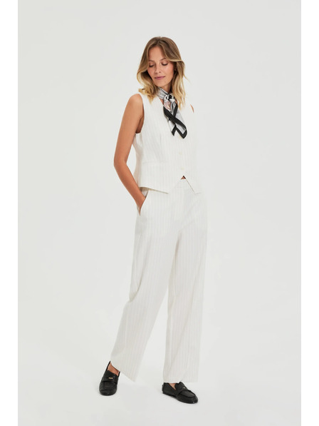 Moodo Pantaloni costum cu dungi alb Moodo