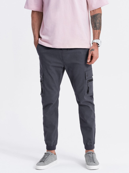 Ombre Clothing Pantaloni jogger cargo gri închis pentru bărbați Ombre Clothing