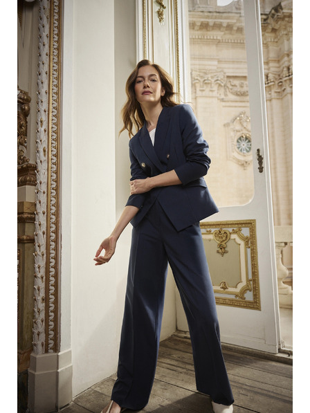 Moodo Sacou cu doua randuri albastru inchis cu nasturi decorativi Moodo