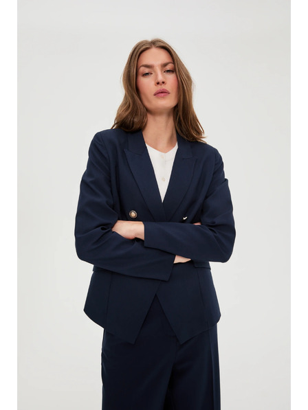 Moodo Sacou cu doua randuri albastru inchis cu nasturi decorativi Moodo