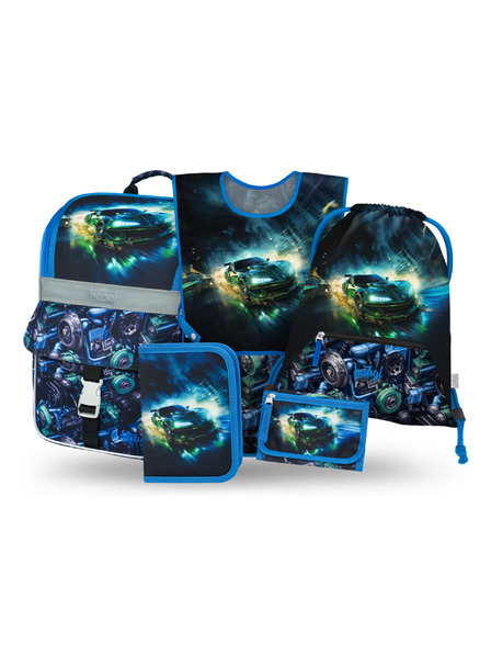 BAAGL  BAAGL SET 5 Zippy Mașină de curse: geantă, penar, sacoșă, șorț, portofel