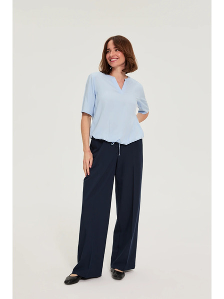 Moodo Cămașă din viscoză cu legătură albastră Moodo