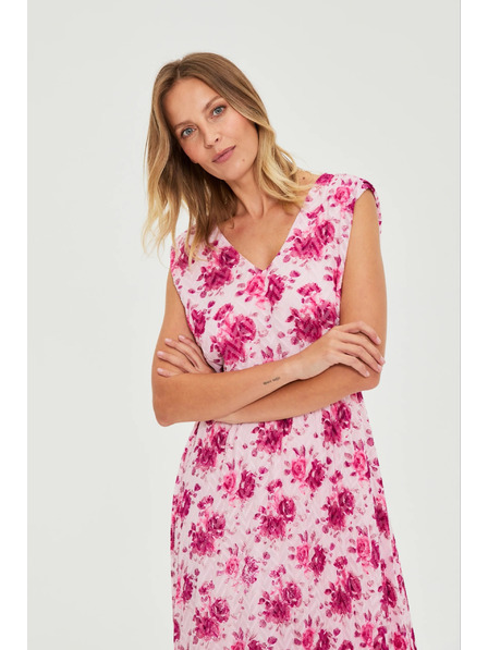 Moodo Rochie midi cu flori roz Moodo