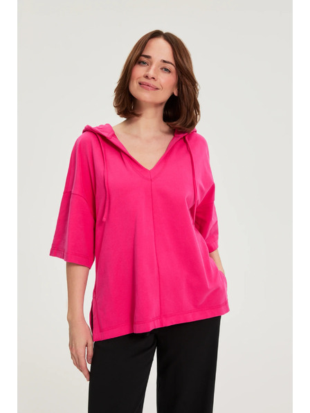 Moodo Hanorac cu glugă și mâneci scurte purpuriu Moodo