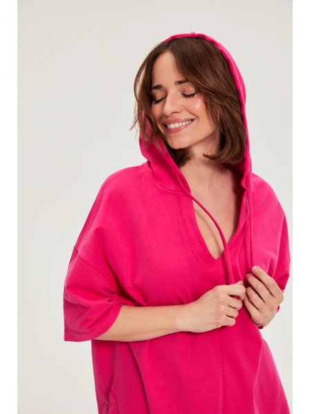 Moodo Hanorac cu glugă și mâneci scurte purpuriu Moodo