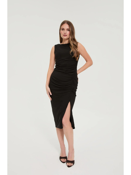 Moodo Rochie ajustată cu tucks neagră Moodo