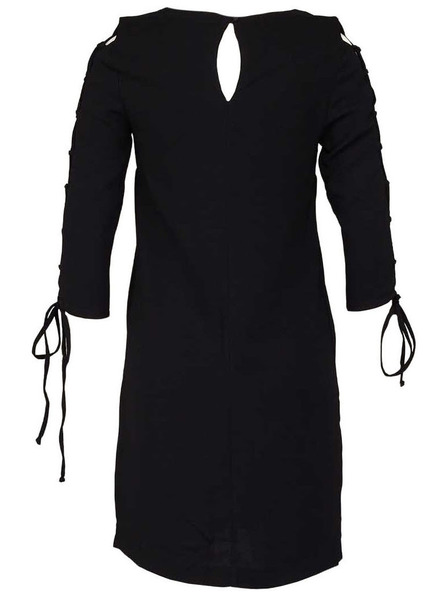 CAMAIEU Rochie neagră cu șnuruire pe mâneci