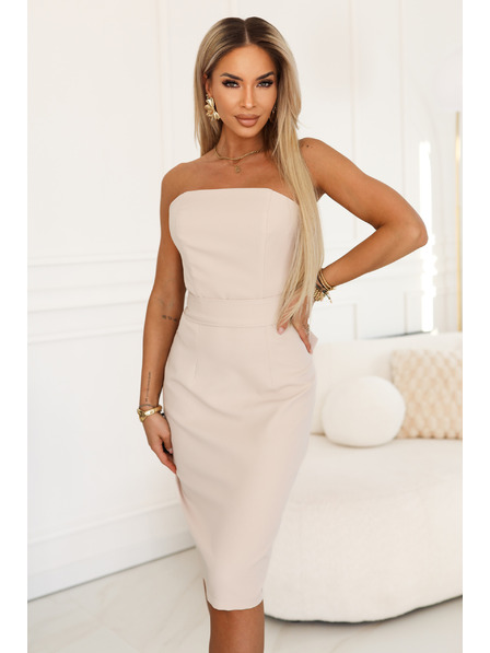 numoco Rochie midi cu corset și talie - bej