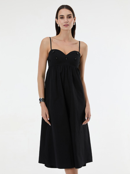 Orsay Rochie midi neagră de damă cu aplicație ORSAY