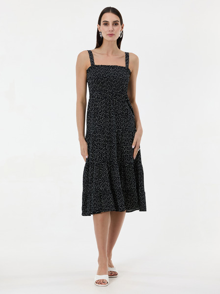 Orsay Rochie midi neagră cu buline pentru femei ORSAY