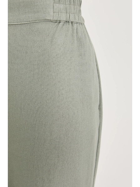 Moodo Pantaloni cu adaos de in oliv Moodo