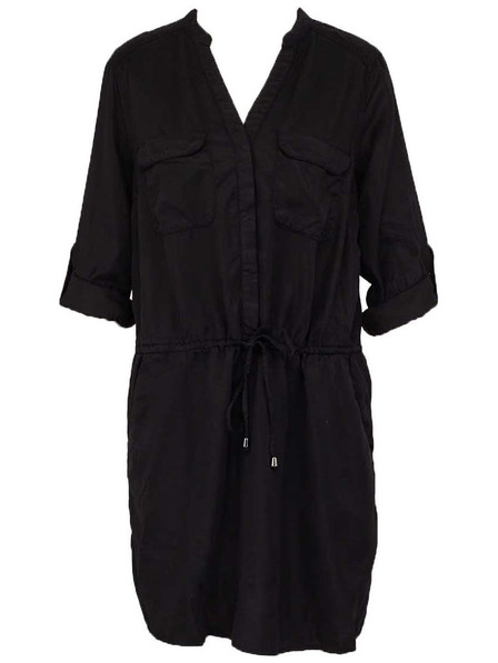 CAMAIEU Rochie cămașă neagră cu legare