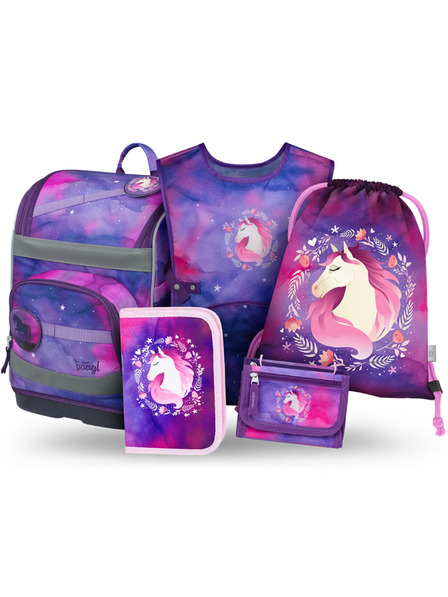 BAAGL  BAAGL SET 5 Zippy Plus Cal: geantă școlară, penar, sac, șorț, portofel