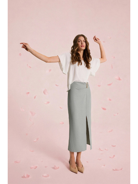 Moodo Fustă cu spărtură verde oliv Moodo