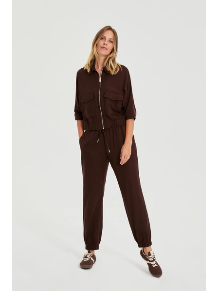 Moodo Pantaloni lineti maro Moodo