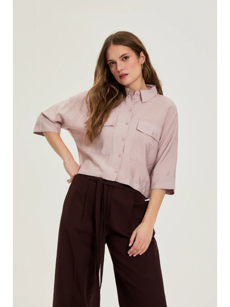 Moodo Cămașă din viscoză roz Moodo