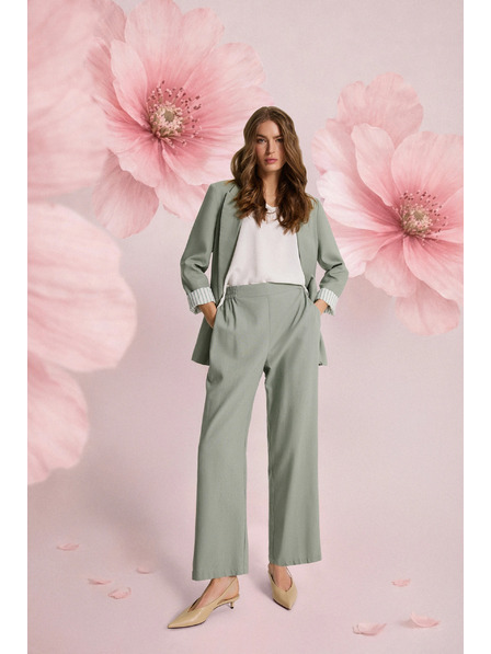 Moodo Pantaloni cu adaos de in oliv Moodo