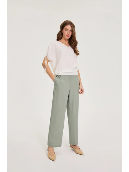 Moodo Pantaloni cu adaos de in oliv Moodo