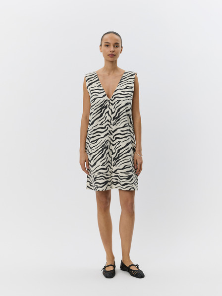 Sofie Schnoor Rochie cremă cu blană animal OLYMPESW