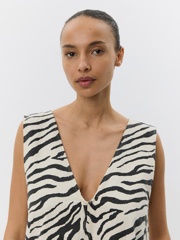 Sofie Schnoor Rochie cremă cu blană animal OLYMPESW
