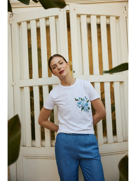 Moodo Bluză cu buzunar și tipar alb Moodo