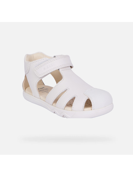 Geox Sandale barefoot albe pentru primii pași Geox Steppieup pentru băieți