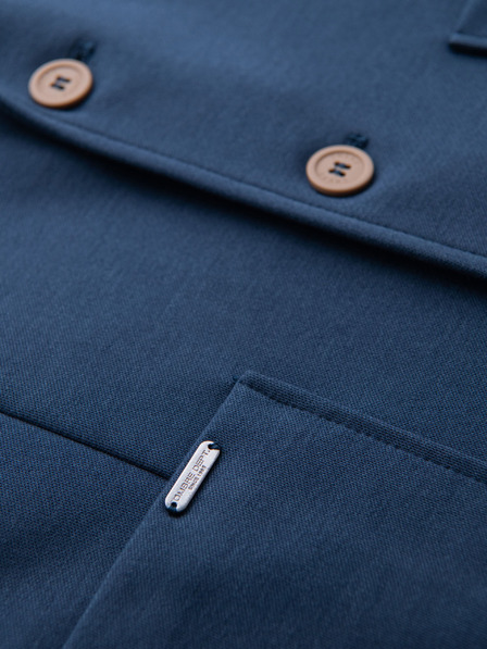 Ombre Clothing Sacou albastru SLIM cu textură fină pentru bărbați