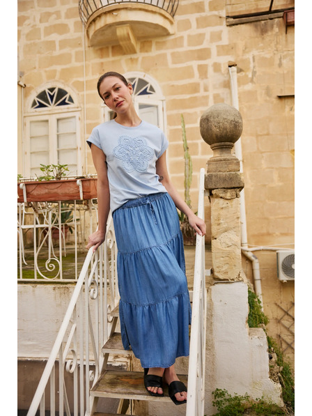 Moodo Fustă lyocel albastră Moodo