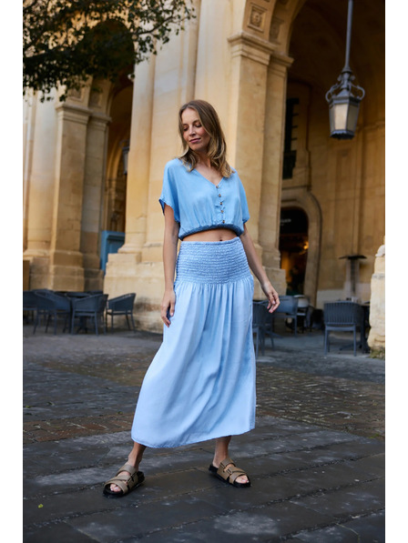 Moodo Fustă lyocel albastră Moodo