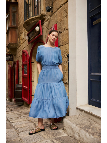 Moodo Fustă midi albastră Moodo