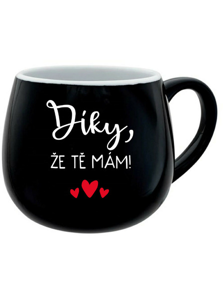 Giftela MULŢUMESC CĂ TE AM! - cană de ceramică neagră 300 ml