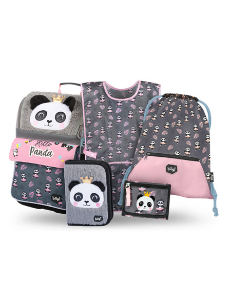 BAAGL  BAAGL SET 5 Zippy Panda: geantă școlară, penar, sac, șorț, portofel