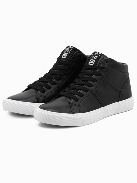 Ombre Clothing Pantofi sport pentru bărbați cu gleznă și talpă contrastantă - negri V6 OM-FOTH-0124 Ombre Clothing