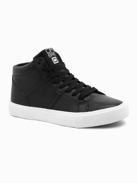Ombre Clothing Pantofi sport pentru bărbați cu gleznă și talpă contrastantă - negri V6 OM-FOTH-0124 Ombre Clothing