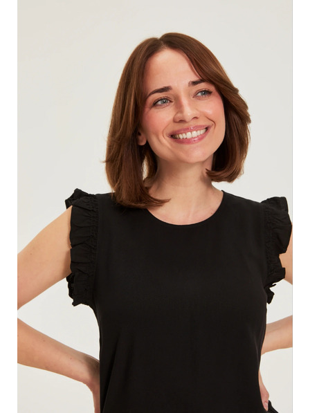 Moodo Cămașă cu volane neagră Moodo