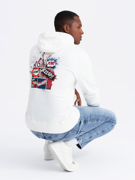 Ombre Clothing Sweatshirt crem pentru bărbați cu imprimeu pe spate Îmbrăcăminte Ombre