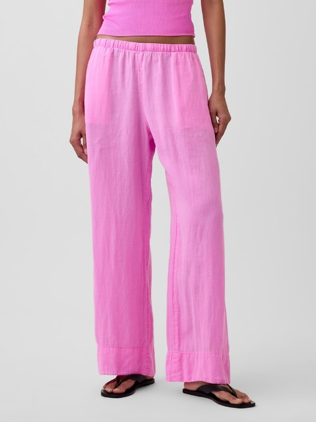 GAP Pantaloni din in Relaxed Wide-Leg GAP
