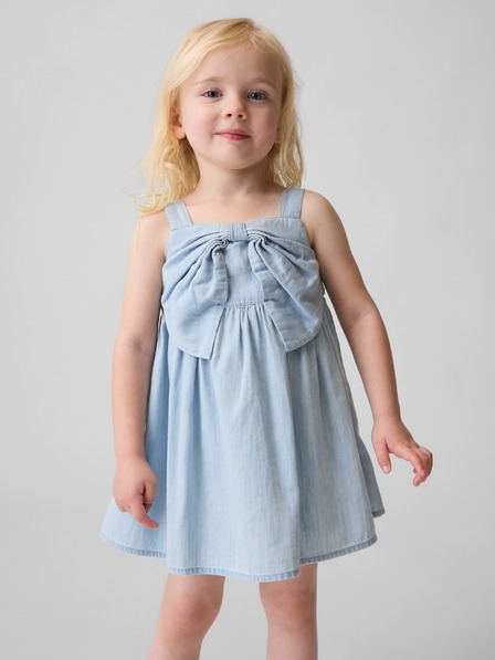 GAP Baby rochie din denim cu fundă GAP