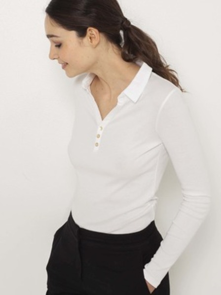 CAMAIEU Tricou alb cu guler