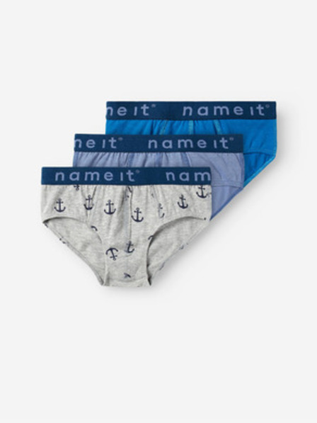 name it Set de trei slip pentru băieți în culori gri și albastru
