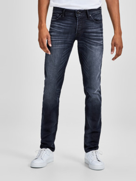 Jack & Jones Blugi slim fit albastru închis cu efect uzat