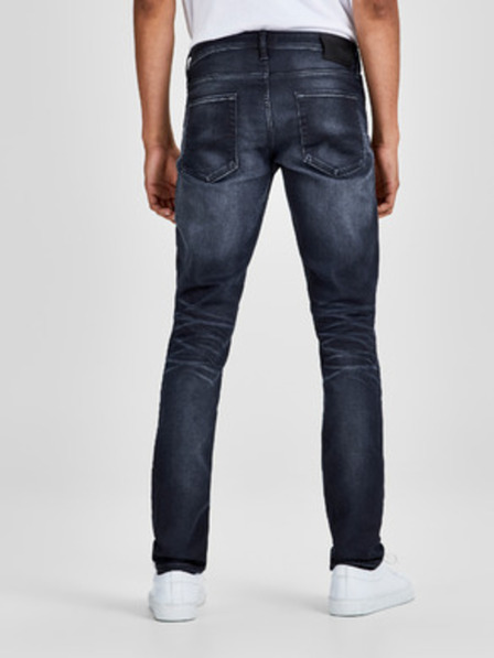 Jack & Jones Blugi slim fit albastru închis cu efect uzat
