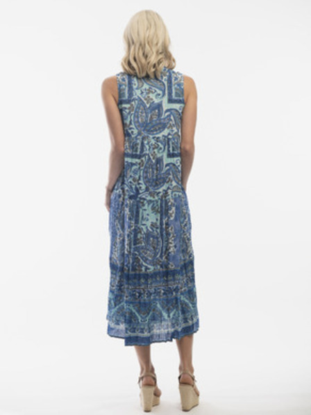 Orientique Rochie midi pentru femei cu model albastru