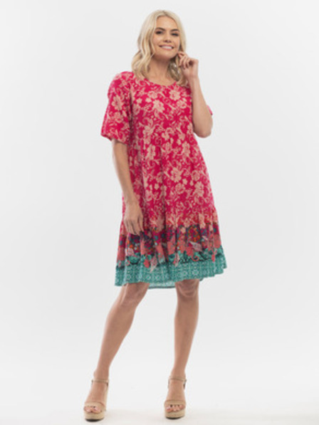 Orientique Rochie pentru femei cu flori roz închis